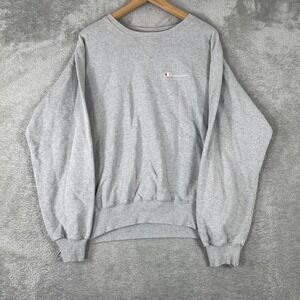 Vintage  Champion Sweatshirt Mens Large Gray Embroidered Logo 90s Blank